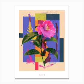 Camellia 4 Neon Flower Collage Poster Canvas Print