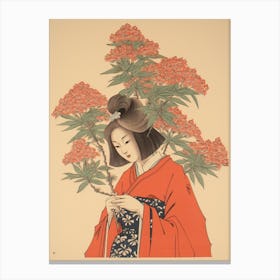 Hagi Bush Clover 1 Vintage Japanese Botanical And Geisha Canvas Print