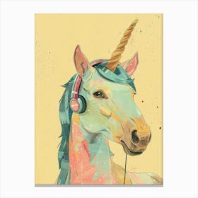 Pastel Unicorn Listening To Music With Headphones 1 Canvas Print