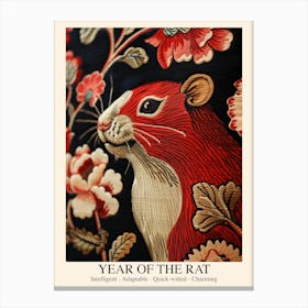 Chinese Lunar Year Of The Rat 1 William Morris Style Canvas Print