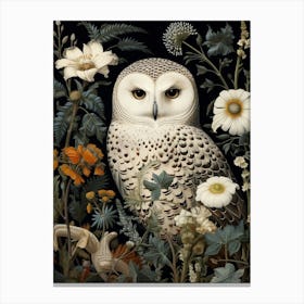 Dark And Moody Botanical Snowy Owl 3 Canvas Print