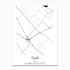 Gyal,Hungary Minimalist Map Canvas Print