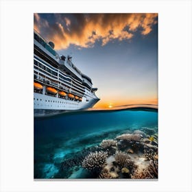 Cruise Ship At Sunset -Reimagined Canvas Print