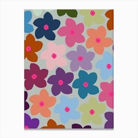 Colorful Retro Floral Canvas Print