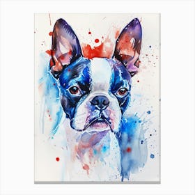 Boston Terrier Watercolor Painting 2 Canvas Print