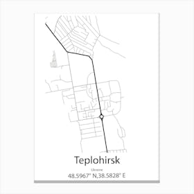 Teplohirsk,Ukraine Minimalist Map Leinwandbilder