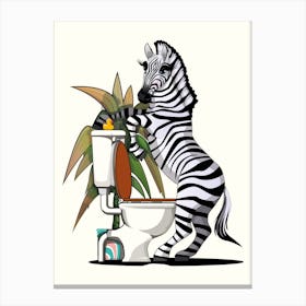 Zebra Using The Toilet Canvas Print