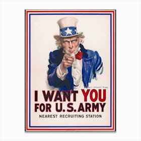 I Want You For The US Army WWI Poster Canvas Print