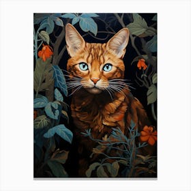 Contemporary Floral Cat 2 Canvas Print
