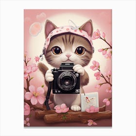 Kawaii Cat Drawings Photographer 3 Canvas Print