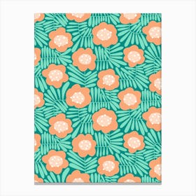 Into The Garden - Climbing Flowers Retro Floral Soft And Happy Canvas Print