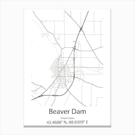 Beaver Dam,United States Minimalist Map 1 Canvas Print