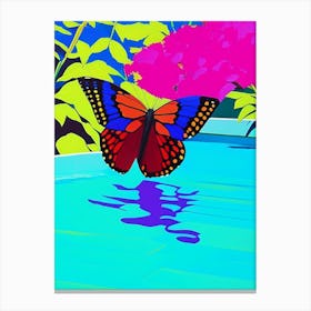 Butterfly On Flower Pop Art David Hockney Inspired 2 Canvas Print