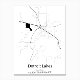 Detroit,United States Minimalist Map Canvas Print