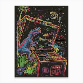 Neon Abstract Dinosaur Video Game Scene Canvas Print