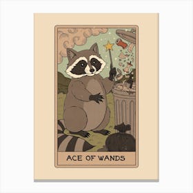 Ace Of Wands - Raccoons Tarot Canvas Print