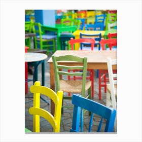Coloured Taverna Chairs Canvas Print