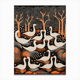 Swans In The Forest Canvas Print