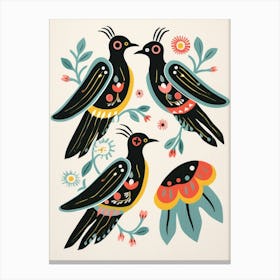 Folk Style Bird Painting Raven 2 Canvas Print