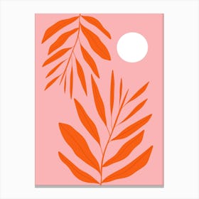 Orange Leaf Pink Sky Canvas Print
