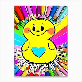 Yellow Bird With A Heart-Reimagined Canvas Print