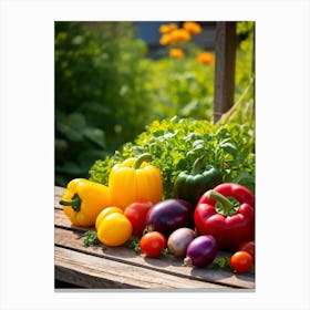 Assorted Vegetables Straight From The Garden Rich In Color And Variety Including Vibrant Red Tomat (2) Canvas Print