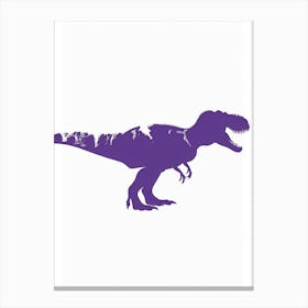 Purple T Rex Dinosaur Silhouette 3 Canvas Print