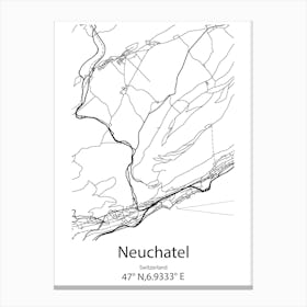 Neuchatel,Switzerland Minimalist Map Canvas Print