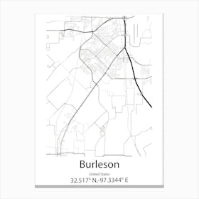 Burleson,United States Minimalist Map 1 Canvas Print