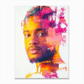 A Portrait Of A Man Combined With A Colorful Painting Canvas Print