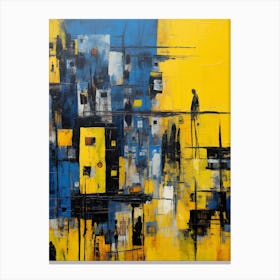 Hometown in yellow and blue Canvas Print