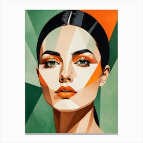 Geometric Woman Portrait Pop Art (36) Canvas Print