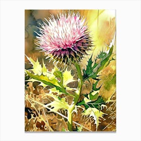 Texas Thistle Botanical Floral Canvas Print