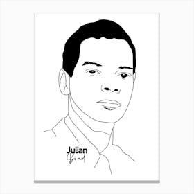 Julian Bond American Activist Legend in Line Art Canvas Print
