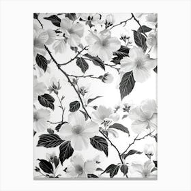 Great Japan Hokusai Monochrome Flowers 1316 Canvas Print