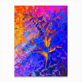 Solomon's Seal Botanical in Acid Neon Pink Green and Blue Canvas Print