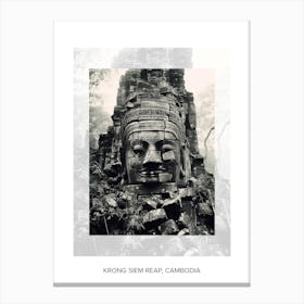 Poster Of Krong Siem Reap, Cambodia, Black And White Old Photo 1 Canvas Print