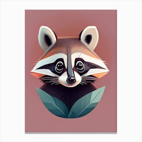 Pastel Pink Raccoon Digital Canvas Print