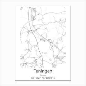 Teningen,Germany Minimalist Map Canvas Print