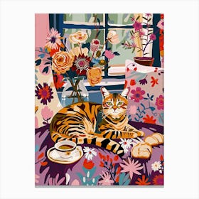 Tea Time With A Bengal Cat 2 Canvas Print