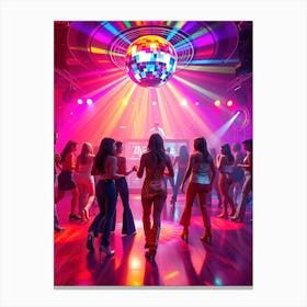 Disco Dancers In A Club Canvas Print