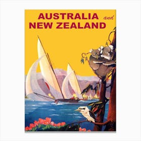 Australia And New Nealand, Vintage Travel Poster Canvas Print