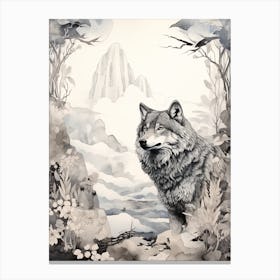 Tundra Wolf Vintage Painting 4 Canvas Print