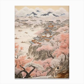 Cherry Blossoms Japanese Style Illustration 3 Canvas Print