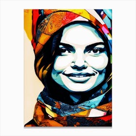 Woman In A Scarf, Abstract, Contrast Canvas Print