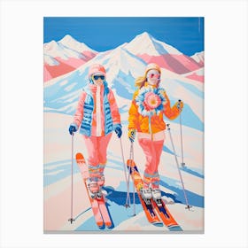 Heavenly Mountain   California Nevada Usa, Ski Resort Illustration 3 Canvas Print
