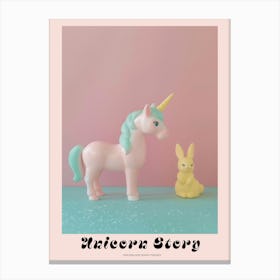 Pastel Toy Unicorn & Toy Bunny 1 Poster Canvas Print