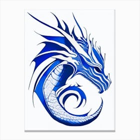 Dragon Symbol Blue And 1 White Line Drawing Canvas Print
