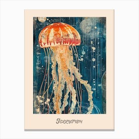 Jellyfish Vintage Collage Canvas Print
