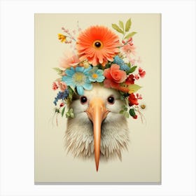 Bird With A Flower Crown Kiwi 1 Canvas Print